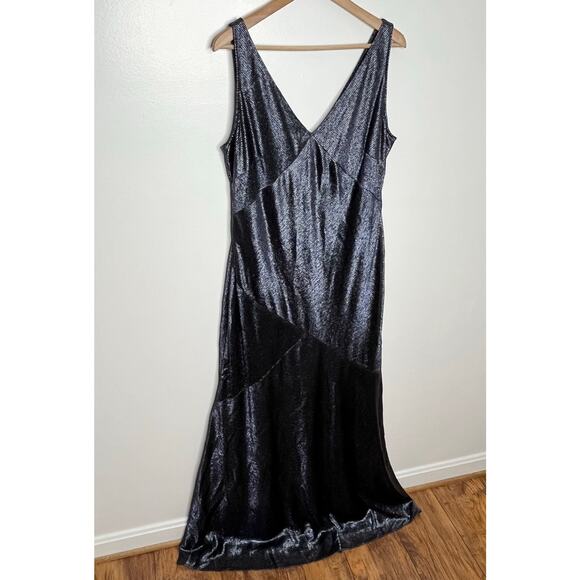 Lauren Ralph Lauren Evening Womens Kendalyn Metallic Gown 14 Navy Maxi Dress - Picture 5 of 14